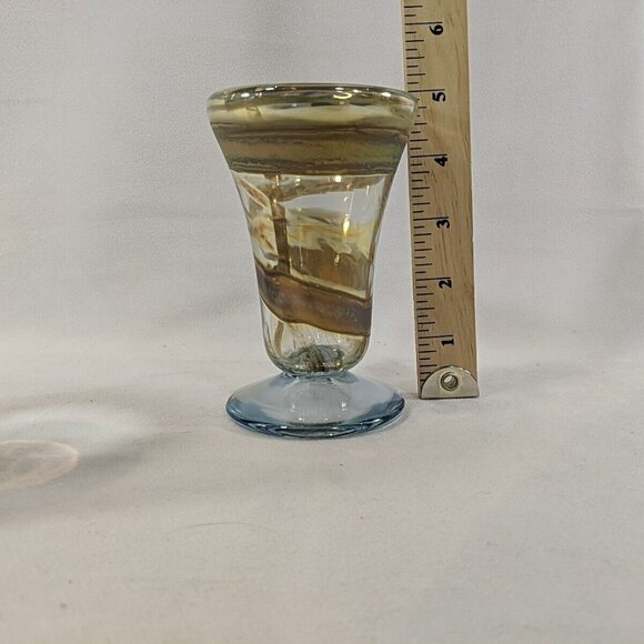 David Paterson 1995 2 Set Art Glass Pedestal Wine Goblets Blown Vintage Canadian - Picture 8 of 13